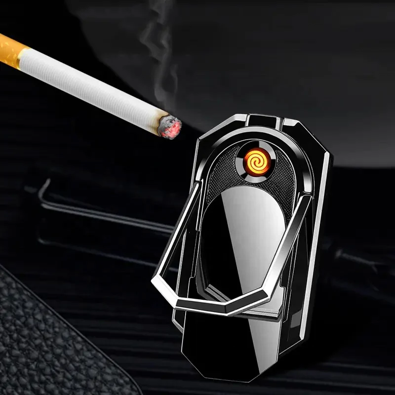 Multifunctional USB charging mobile phone holder ring buckle With Lighter
